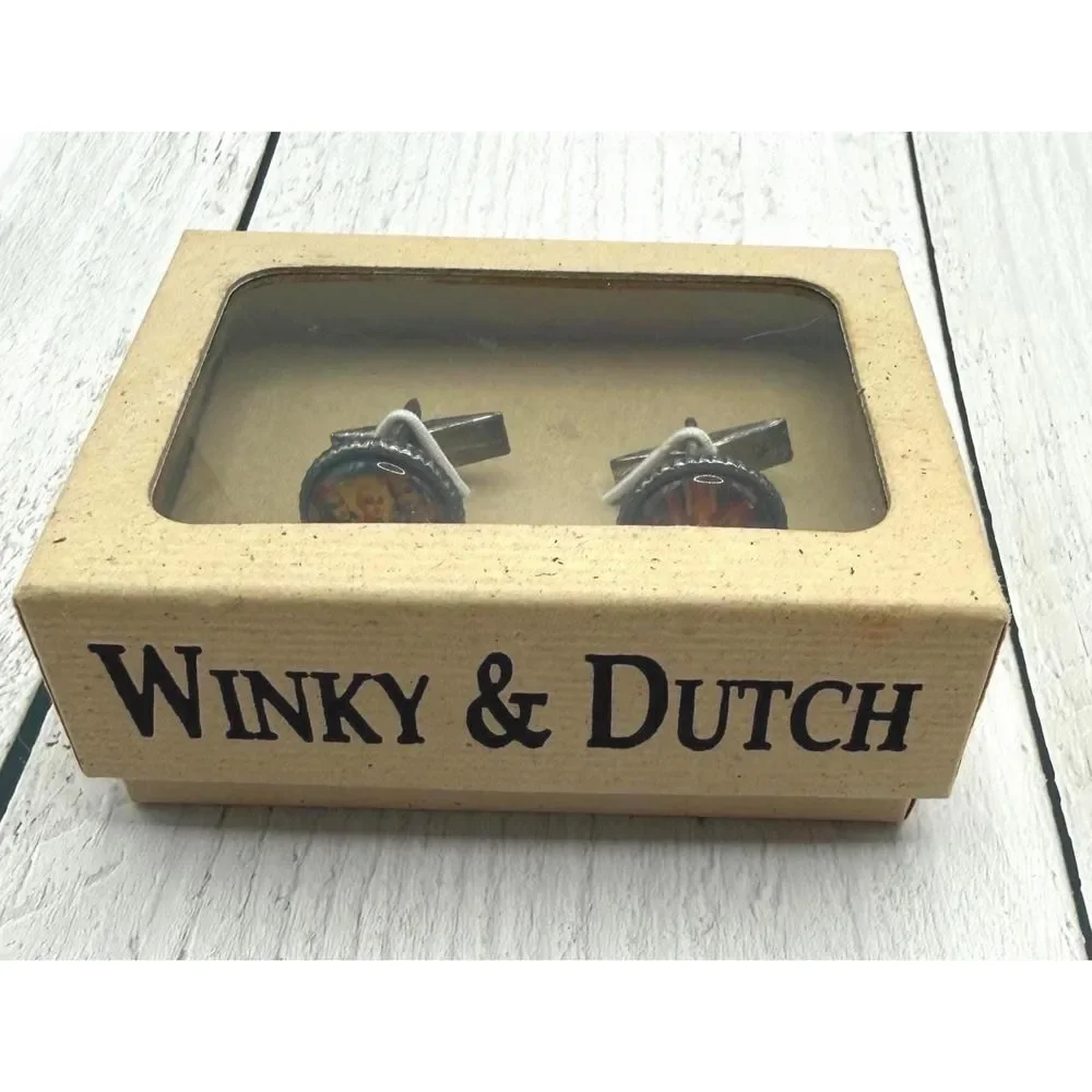Vintage 1997 Winky & Dutch Krishna Cufflinks Men's Gold‎ Tone Accessories NIB